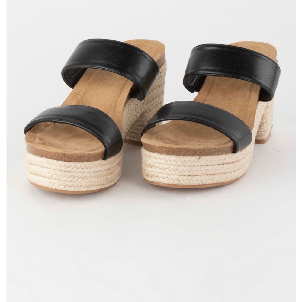 MADDEN GIRL Emerson Womens Platform Sandals Like New Size 8 Black Stipe - Picture 3 of 6